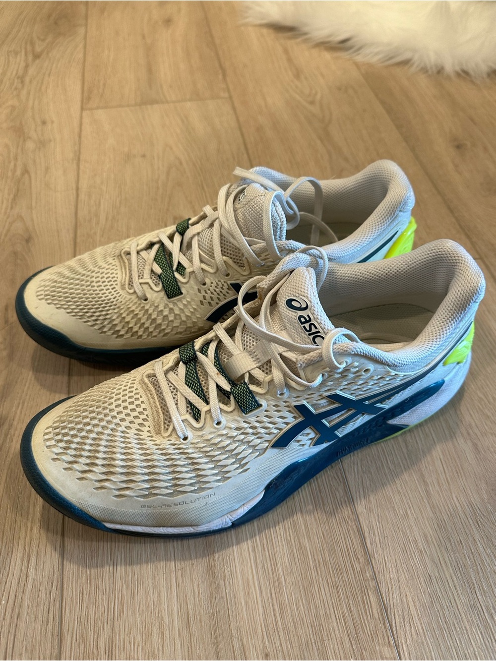 Asics Mens Gel Resolution 9 Wide-White/Restful Teal